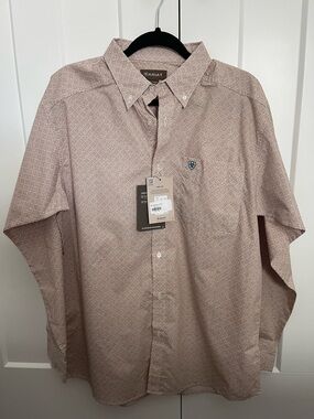 Ariat Men's Light Brown Micro-Print Button-Down Shirt